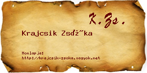 Krajcsik Zsóka névjegykártya